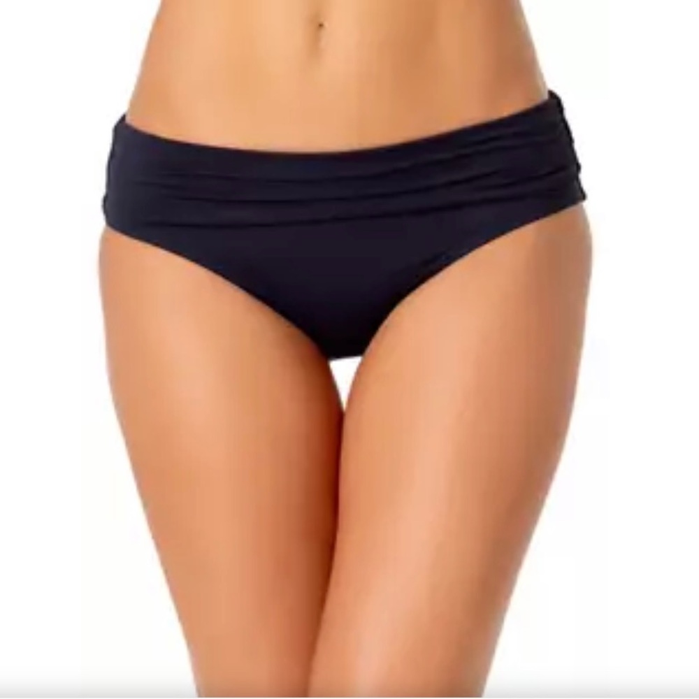 Anne Cole Black Ruched Waist Bikini Bottom